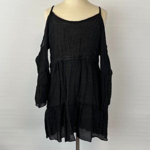 Millibon Black Sheer Blouse Top Shirt ((size Large))